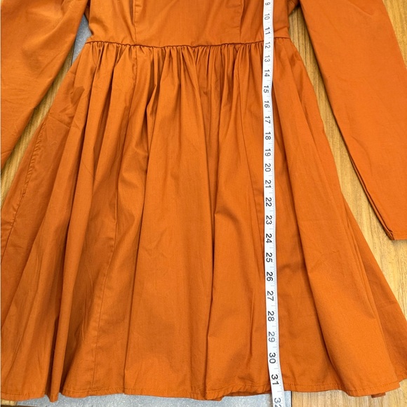Abercrombie & Fitch Autumn Terracotta Puff Sleeve Poplin Babydoll Dress Size S - Picture 12 of 12